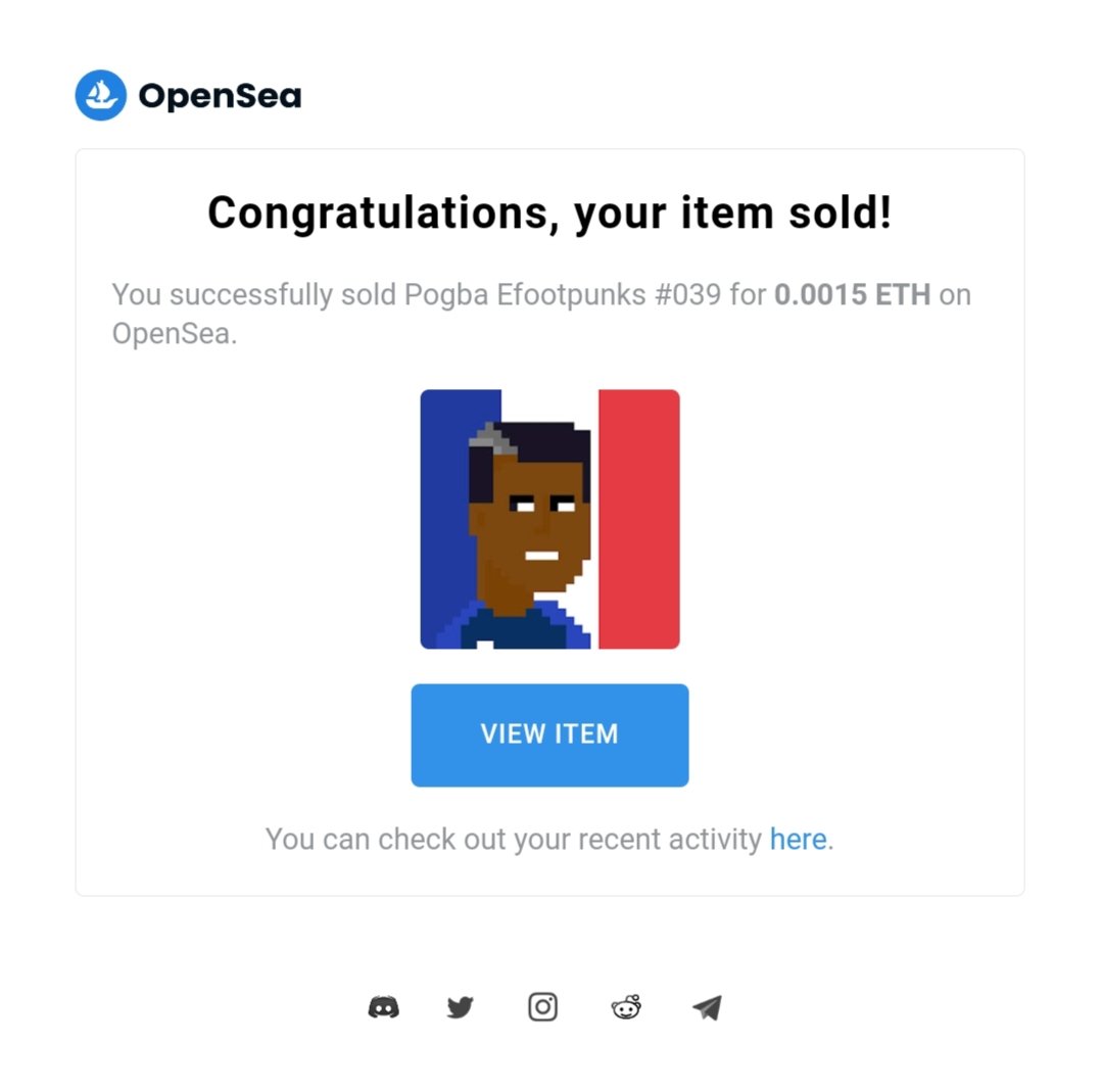 Pogba - Sold Out🔥
Thank you to the new owner 🎉🥳
.
Polygon Block Chain 💰📝
No Gas Fees 

Check link in bio ⬇️
opensea.io/collection/efo…

Search Efootpunks on Opensea to view collection!

#NFTs #NFTartist #NFTCommuntiy #nftcollector #nftart #NFTcollectibles #nftcollectors