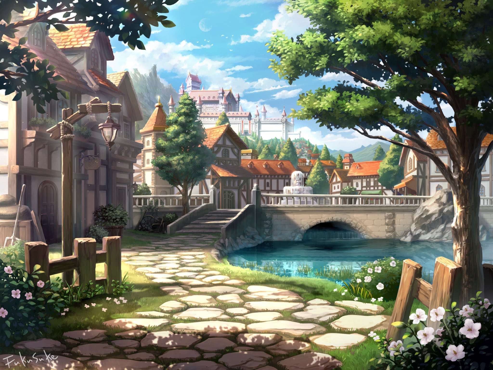 تويتر Fukusuke على تويتر 城下町 背景 イラスト ファンタジー T Co Lg3bzebwmx