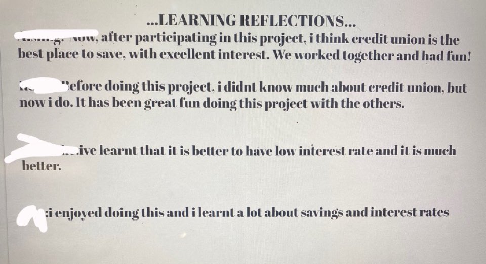 MsYoungGalway's tweet photo. Trying to embed reflective practices in my first years early. They did a good job for their first attempt. Starting earlier meant less headaches during #CBA time! @McHaleCaroline #Reflection @jct_Business https://t.co/0JhYI2ZIqc