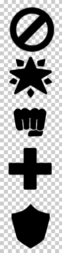 i still really prefer the shapes for the types instead of other symbols tbh, helps keeping it simple.
Also made the symbols for the effects/traits.
Whenever i finish conceptualizing i'll probably release a .psd or a .clip file for those of you who want to make cards.