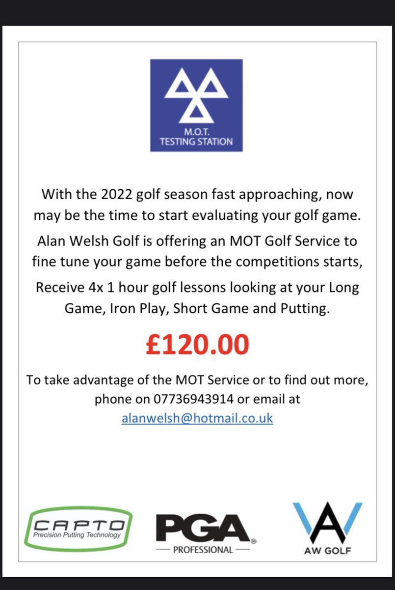If feel Alan Welsh Golf can repair your game, then get in touch now.

#pgaprofessional #golfcoach #captoputting #MOT