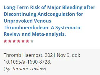 canvector's tweet photo. Let's #DiscussCLOTPlus: Long-Term Risk of Major Bleeding after Discontinuing Anticoagulation for Unprovoked Venous Thromboembolism: A Systematic Review and Meta-analysis
https://t.co/xJv18h8JuI
#VTE #Research #Evidence https://t.co/xQq7SWn9Ax