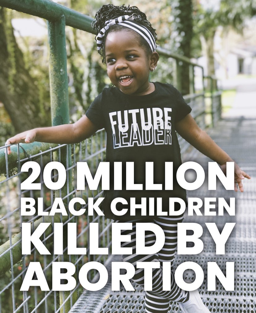 BreightonSmith's tweet photo. Since Roe v. Wade, over 20 million black babies have been killed by abortion. That’s 20 million black children who never had an opportunity to contribute to our beautiful American history. Lives discarded.

These killings need to end.

#BlackHistory is #AmericanHistory 🇺🇸 https://t.co/LNpEPghyEb