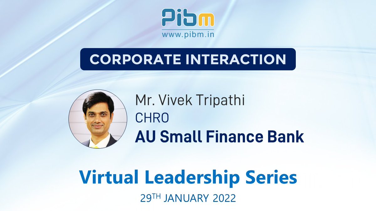 PunePIBM's tweet photo. In this episode of #VLS season 3, Mr. Vivek Tripathi who is currently the CHRO at AU Small Finance Bank, has enlightened the PIBM fraternity on the principles for a successful #career.
Click here to watch the full video: https://t.co/WcGik34hQX
#MBA #PGDM #MasterWithPIBM https://t.co/2wJF3HD9TG