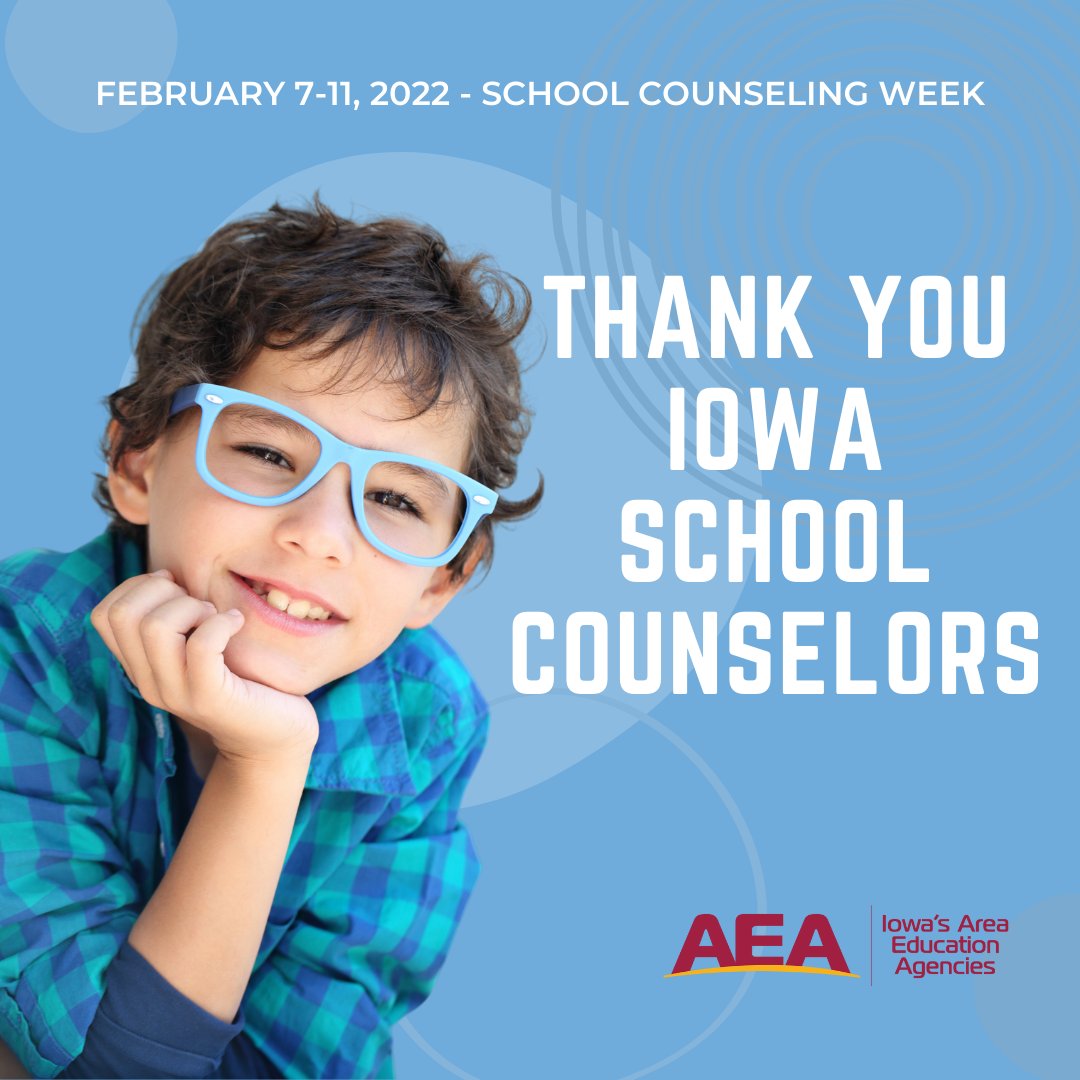 iowa_aea's tweet photo. Thank you Iowa School Counselors! National School Counseling Week, Feb 7-11, celebrates your unique contributions within school systems and your tremendous impact on student success. #iaedchat https://t.co/ZjRGAyGzfw