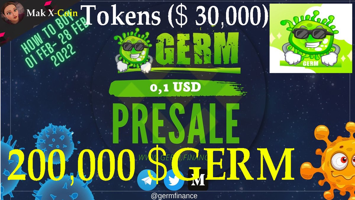 makxcoin's tweet photo. 200,000 $GERM tokens (~$ 30,000), Germ Finance Airdrop
https://t.co/TomjO3Xndi https://t.co/7AHITWlsgz