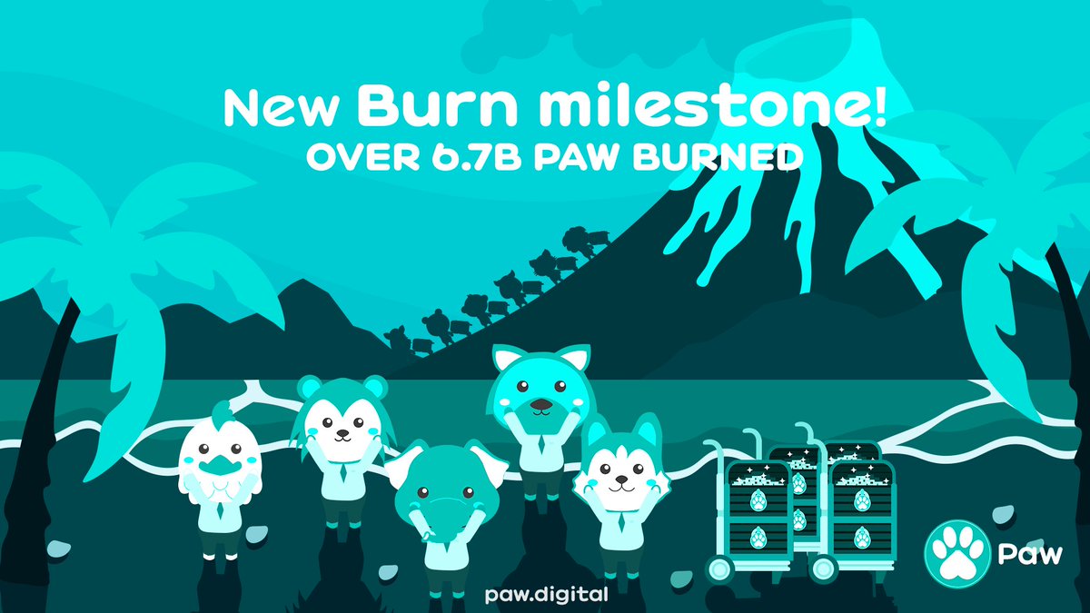 PAW_digital's tweet photo. Over 6.7 billion $PAW has been burned already! This is around 2% of our maximum supply. We will keep burning the remaining PAW of not fully distributed cycles, forever decreasing our supply. 🔥

#PAW #PAWniverse #DigitalCurrency #memecoin https://t.co/GSo6T2njVW