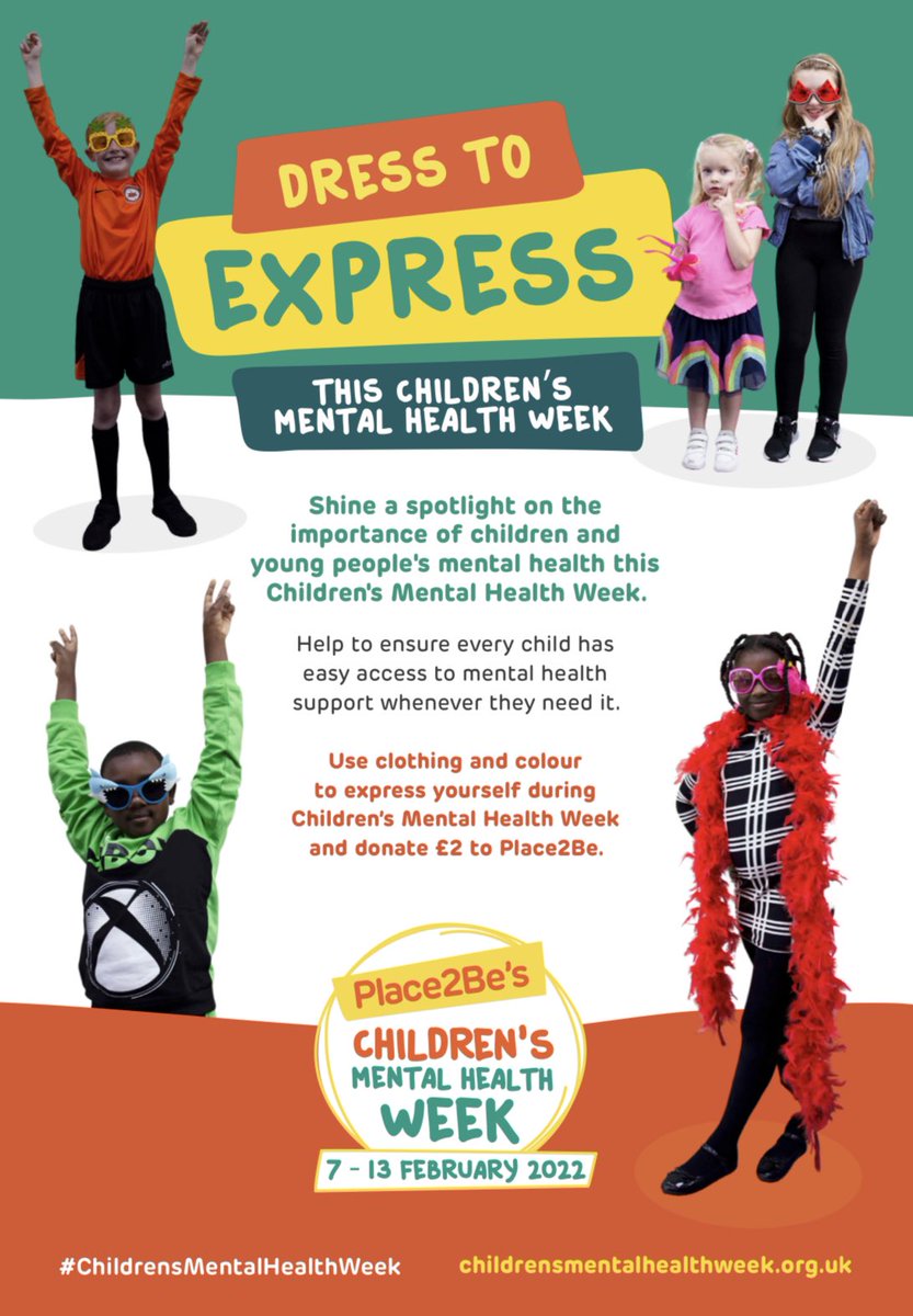 stanthonyslough's tweet photo. Dress to Express on Friday 11th Feb . Children can come to school wearing anything they like to express themselves might be their favourite colour, best hat anything #beexpressive #ChildrensMentalHealthWeek https://t.co/pW6LahlP13