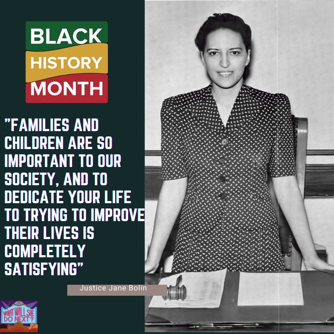 WWSheDoNext's tweet image. #blackhistory SPOTLIGHT: Justice Jane Bolin (April 11, 1907- Jan. 8, 2007) was the 1st Black woman to graduate from Yale University Law School in 1931, and the first Black woman to serve as a judge in the United States. 

#blackhistorymonth #americanhistory #education #janebolin
