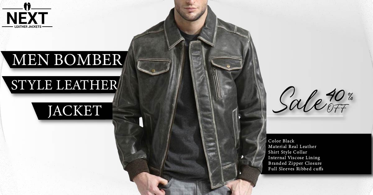 Men's Stylish Genuine Lambskin Bomber Biker Motorcycle Leather Jacket MJ 40