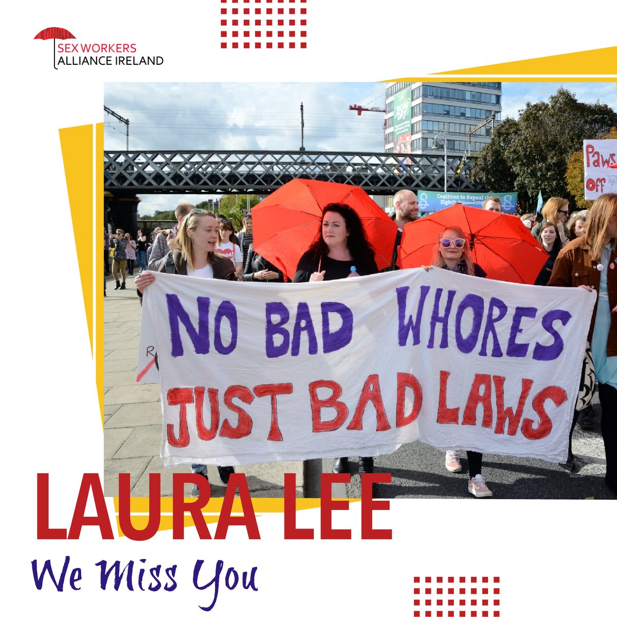 Today marks seven years since we lost Laura Lee. It's hard to express how much her loss impacted our community and advocacy for sx workers in Ireland. 

We miss you <a href="/GlasgaeLauraLee/">Laura Lee</a>.