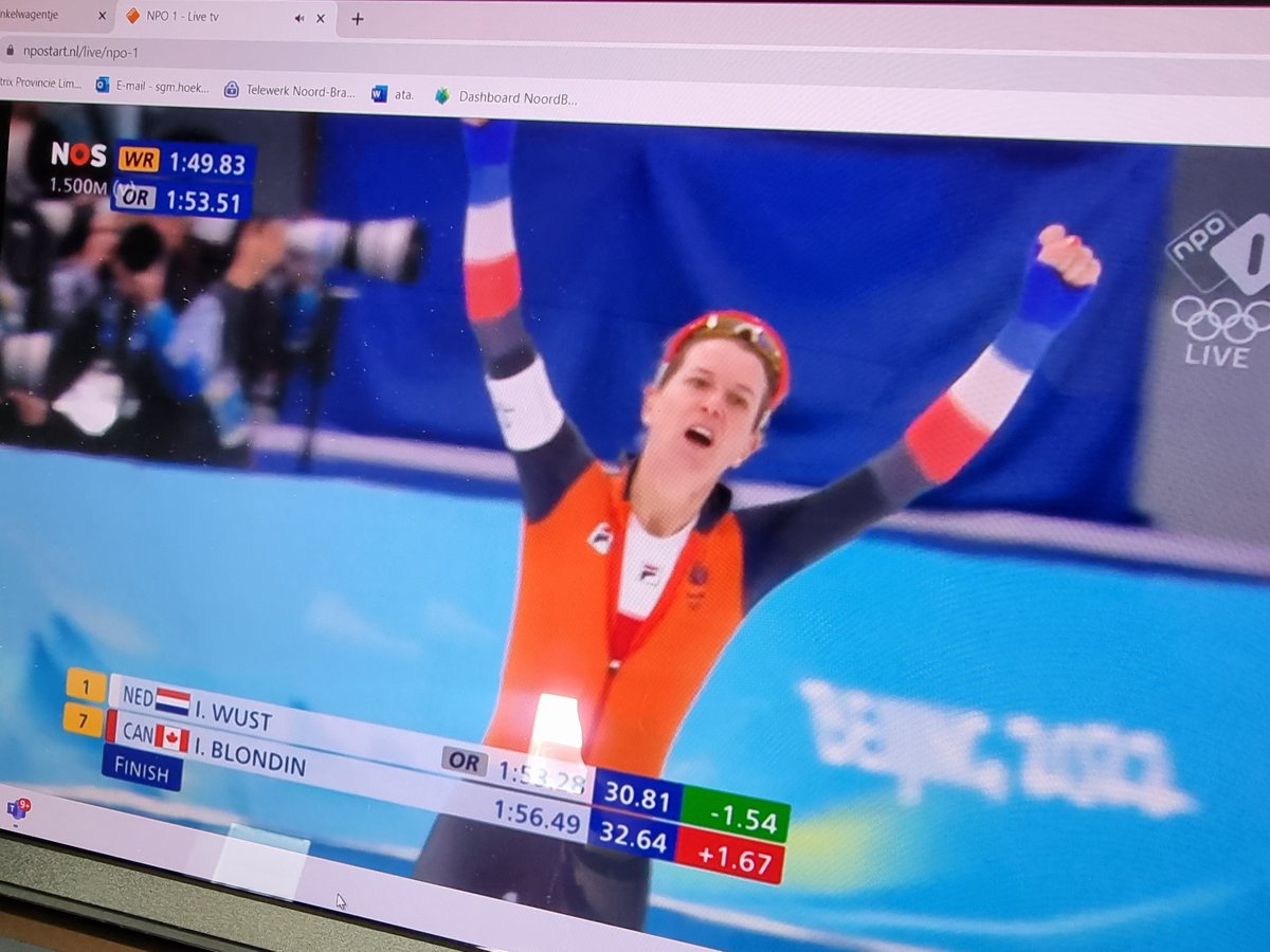 Geweldig om op je vijfde Olympische Spelen het goud te pakken op misschien wel de moeilijkste afstand, de 1500meter. Wat is Ireen Wüst een ongelooflijke kanjer! Zo knap. Diepe buiging voor deze Brabantse topsporter.