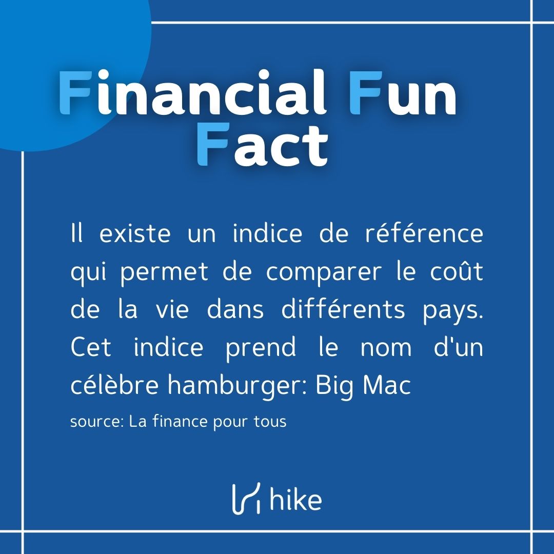 Nouveau lundi, nouveau Financial Fun Fact ! Connaissiez-vous l’indice Big Mac ? 

À bientôt chez Hike 👋
________

#finance #funfact #qct #rse #myhikeapp #futureofwork #salarié #bigmac #indicebigmac