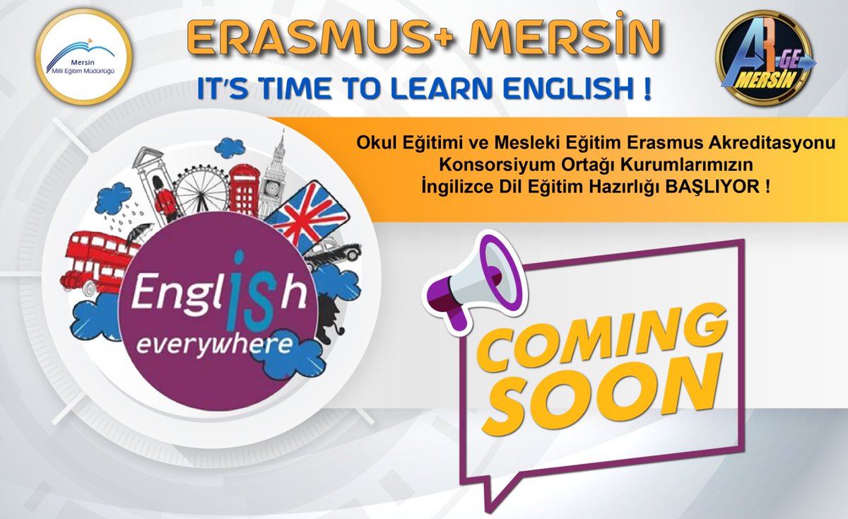 Okul Eğitimi ve Mesleki Eğitim Erasmus Akreditasyonu Konsorsiyum Ortağı kurumlarımızın "İngilizce Dil Eğitim" hazırlığı başlıyor.
<a href="/ulusalajans/">Türkiye Ulusal Ajansı 🇹🇷 Turkish NA</a> <a href="/AdemKoca46/">Adem Koca</a> <a href="/MersinMEM/">Mersin İl Millî Eğitim Müdürlüğü</a>