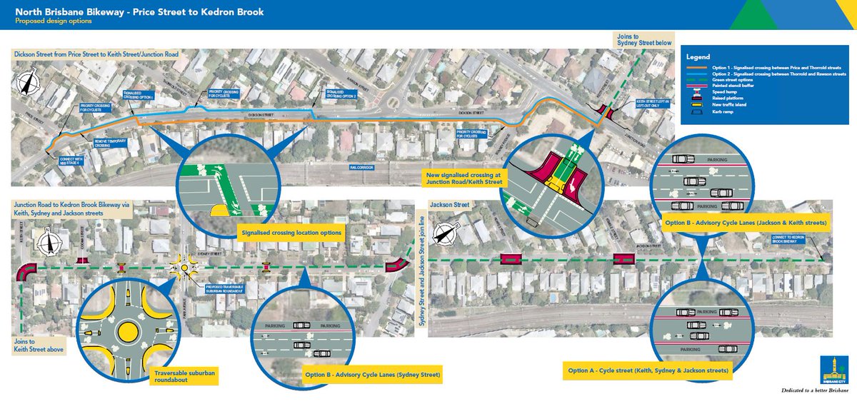 cbdbug's tweet image. . @BugNorth explains why the "All the way to EJ" plan as currently proposed by @brisbanecityqld makes sense as a way to link the North Brisbane Bikeway to the Kedron Brook Bikeway.