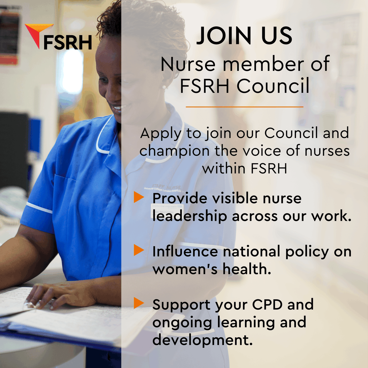 We’re looking for a <a href="/theRCN/">The RCN</a> registered nurse to join our Council and help us champion the voices of nurses.

This role is a great opportunity to advance the important role and membership of the nurse profession in FSRH.

👉 Find out more and apply: ow.ly/CXsy50HLJbz