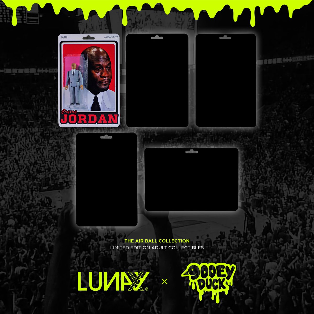 Make it rain... GOAT Style! 

Gooeyduck and Lunaxy present Crying Jordan from Air Ball - The first ever Lunaxy toy release by 
@gooeyduckph x @lunaxyph

February 12, 2022
Lunaxy GF W Global Center, 9th Ave., BGC.
Priced at PhP 2,800 each #gooeyduckph #embraceyourcrazy #arttoysph