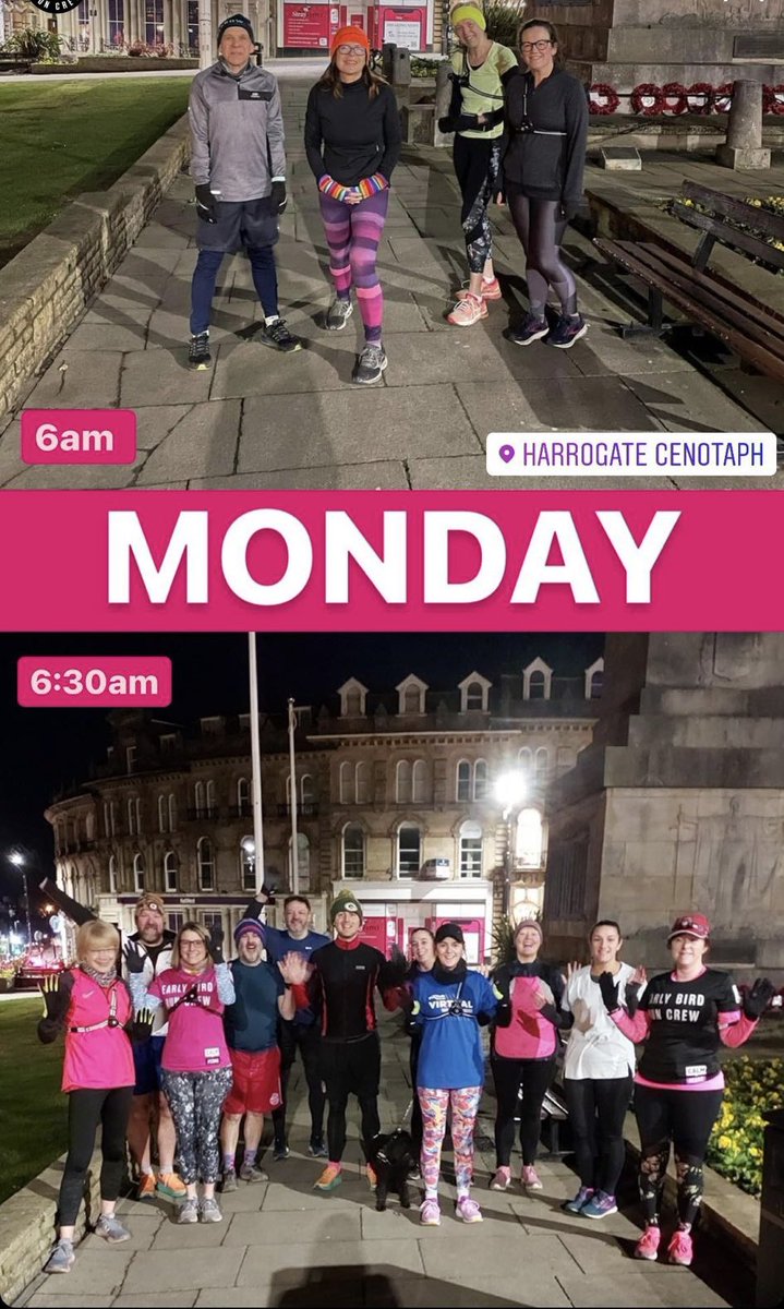 EarlyBirdRunnin's tweet photo. How did your week start? Why not join the fabulous @EarlyBirdRunnin every weekday morning 6am &amp; 6:30am for a 5km around #Harrogate All abilities are welcome &amp; you will never be on your own. So why not come and join our fantastic crew🏃🏼‍♀️🏃🏻‍♂️🟣⚫️ Please RT &amp; share with your followers https://t.co/gKJ6FPUSKB