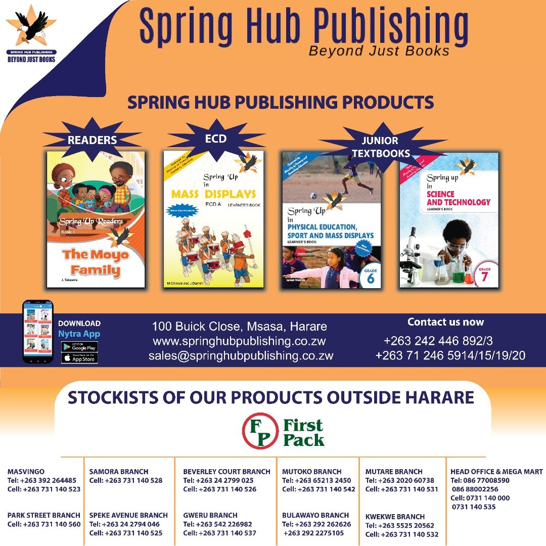 SpringHubPubli1's tweet photo. Are you looking for our products outside Harare? We have you covered @First Pack 
.
.

Visit our website:
https://t.co/muZH0mJVBN
.
.
.
#SpringHubPublishing #BeyondJustBooks #eLearning #DigitalLearning #NewCurriculumZimbabwe #ZimSchools #SpringUpBooks #Family #Parents #teachers https://t.co/YS5VqGwb4h