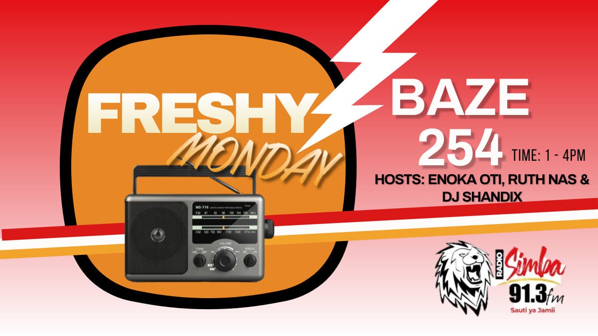 Burudani Tele On A FRESHY MONDAY #Baze254 1-4pm Kwenye Decks #DjShandix On MIC @Enoka_Oti Na #RuthNas.
Check Your AUDIO Kwa RADIO Then Itisha Ngoma TUCHEZE!
Online: radiosimba.co.ke