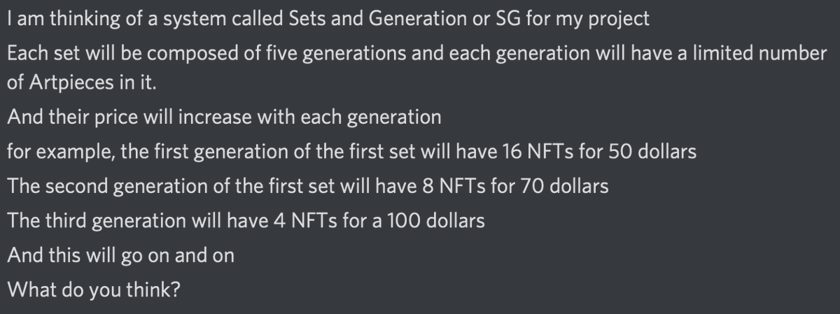 ImpulsiveNft's tweet photo. I proposed a new technique to determine the prices of my NFTs What do you think? #NFT #NFTartists #NFTCollection #Discord #nftcollector https://t.co/a4HWSCROkp
