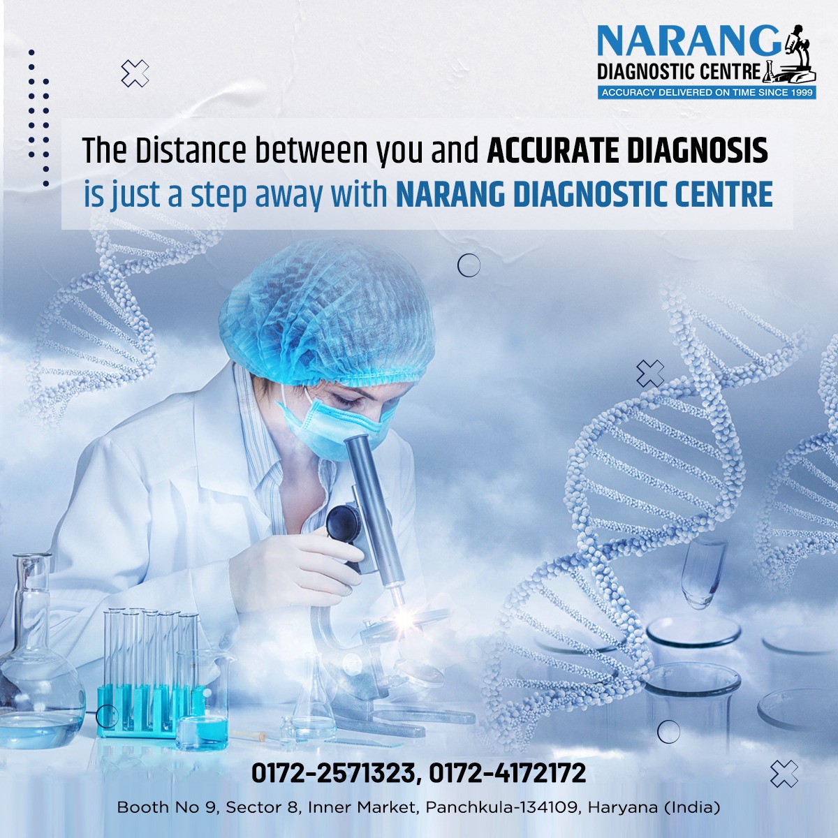 The distance between you and Accurate Diagnosis is just a step away with 𝗡𝗮𝗿𝗮𝗻𝗴 𝗗𝗶𝗮𝗴𝗻𝗼𝘀𝘁𝗶𝗰 𝗖𝗲𝗻𝘁𝗿𝗲.

Book your Health Check-up - 0172-2571323 or 0172-4172172 

#Qualitydiagnosis #Healthcheckup #Healthpackage #Diagnosticcentre #Trusteddiagnosticcentre