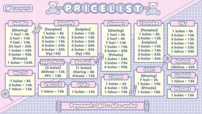 angelryls's tweet photo. halo kak ! aku jual app premium nih😍
Start from 4k aja loh💓

 🎀Legal dan aman✅
 🎀Trusted✅
 🎀Garansi✅
 🎀Murah✅

testi📍 https://t.co/UuAdKAAMih

order? dm 💌 or whatsapp ya👉 https://t.co/obpJoY6z7i ! 💗✨ 
💸 : qris &amp; all e-wallet

t. jual app premium netflix spotify https://t.co/nKcdWGCNts