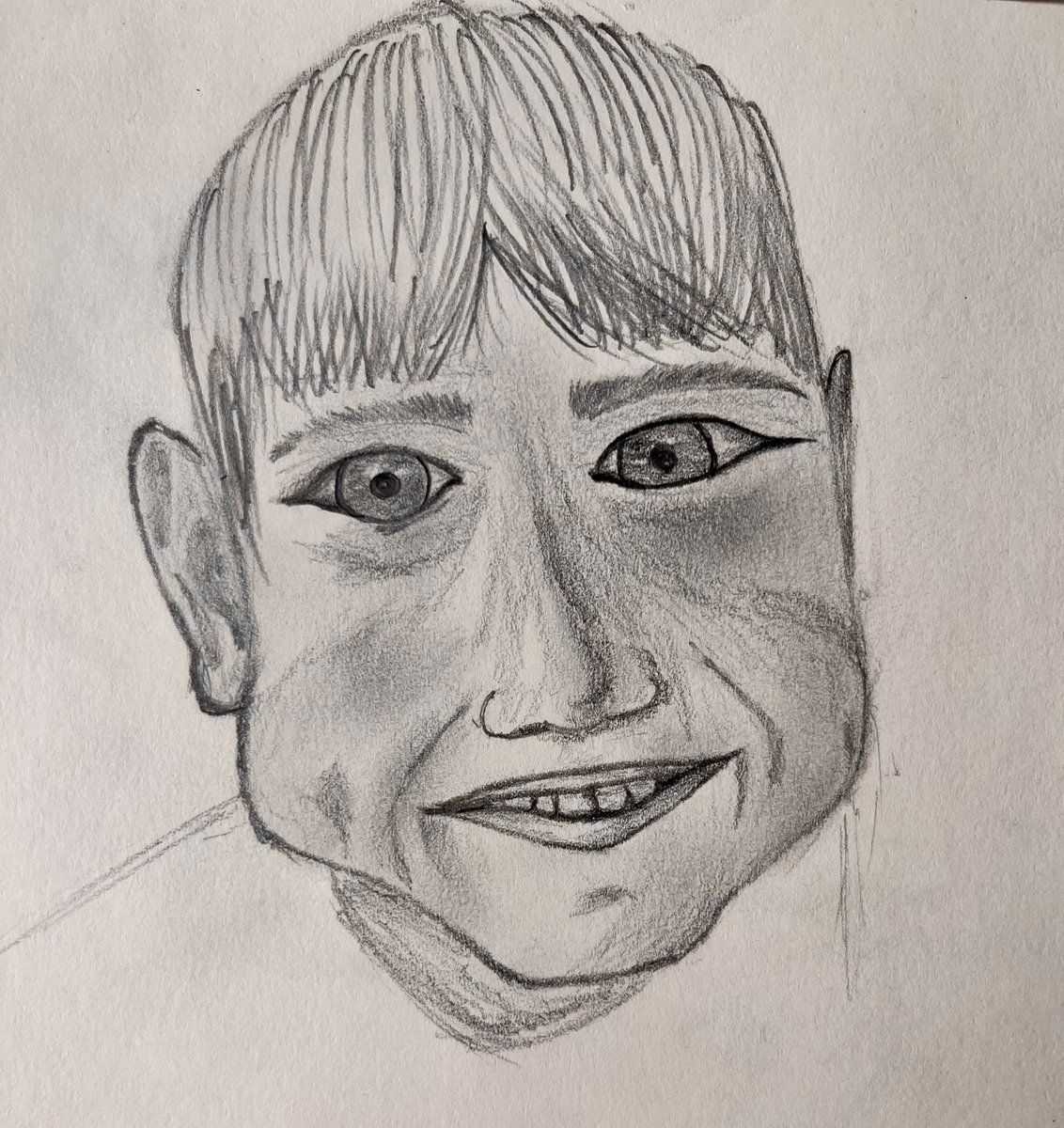 Sketch n°14: "Kid 1 smiling at daddy" 🥰 #portrait #sketch #pencil #art #sketchbook