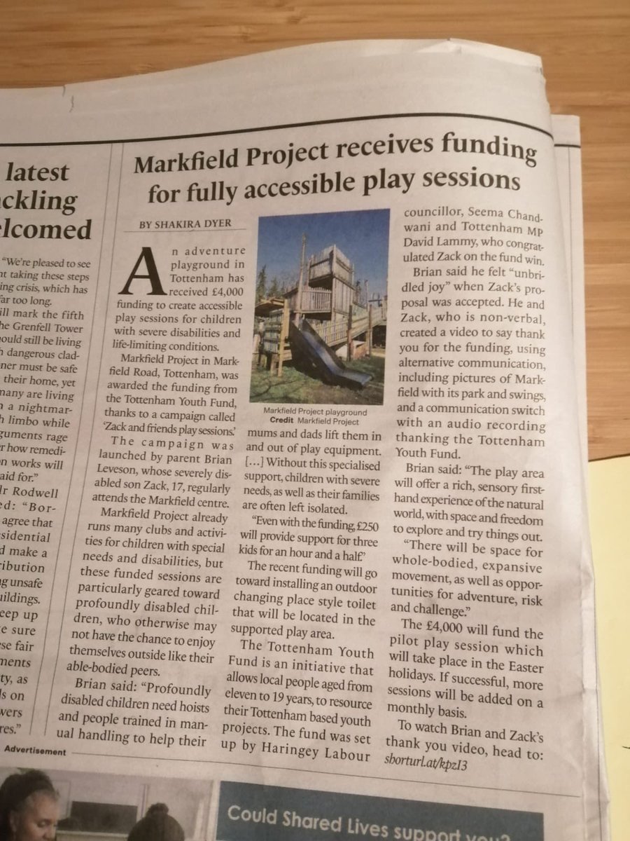 Great to see Markfield in the Haringey Community Press newspaper <a href="/HaringeyCP/">Haringey Community Press</a>