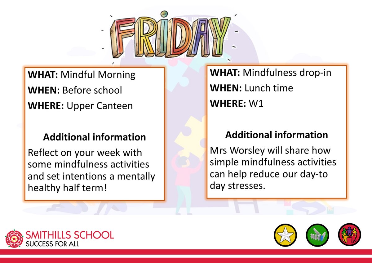 SmithillsSchool's tweet photo. ⏰ There are activities taking place before school and at breaks and lunch times every day. 

🍽 The lunch time activities will run over both halves of lunch and are suitable for all year groups... https://t.co/febOQo8b0r
