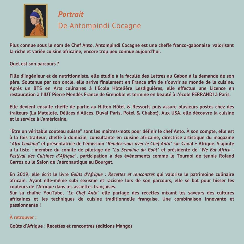 HugolGential_Cl's tweet photo. #JustWomenEat #Portrait 

J-11 avant notre Master-Class @MasterMASCI pour penser le rôle des femmes et leurs contributions à la sphère alimentaire 

Un des objectifs est de visibiliser, donc nouveau portrait pour bien démarrer la semaine : Antompindi Cocagne alias le chef Anto ! https://t.co/qj53S3WMOe