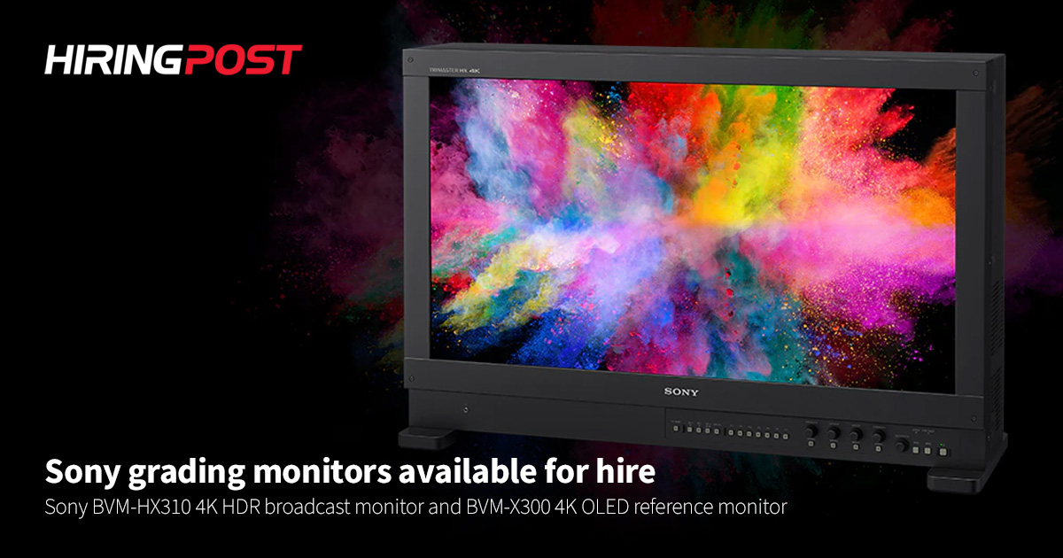 HiringPostLtd's tweet photo. Struggling to get hold of a grading monitor? Our new Sony BVM-HX310 4K HDR broadcast monitor and the BVM-X300 4K OLED reference monitor are ready for hire, ideal for demanding post-production and colour grading applications. https://t.co/FAvvmvelBl