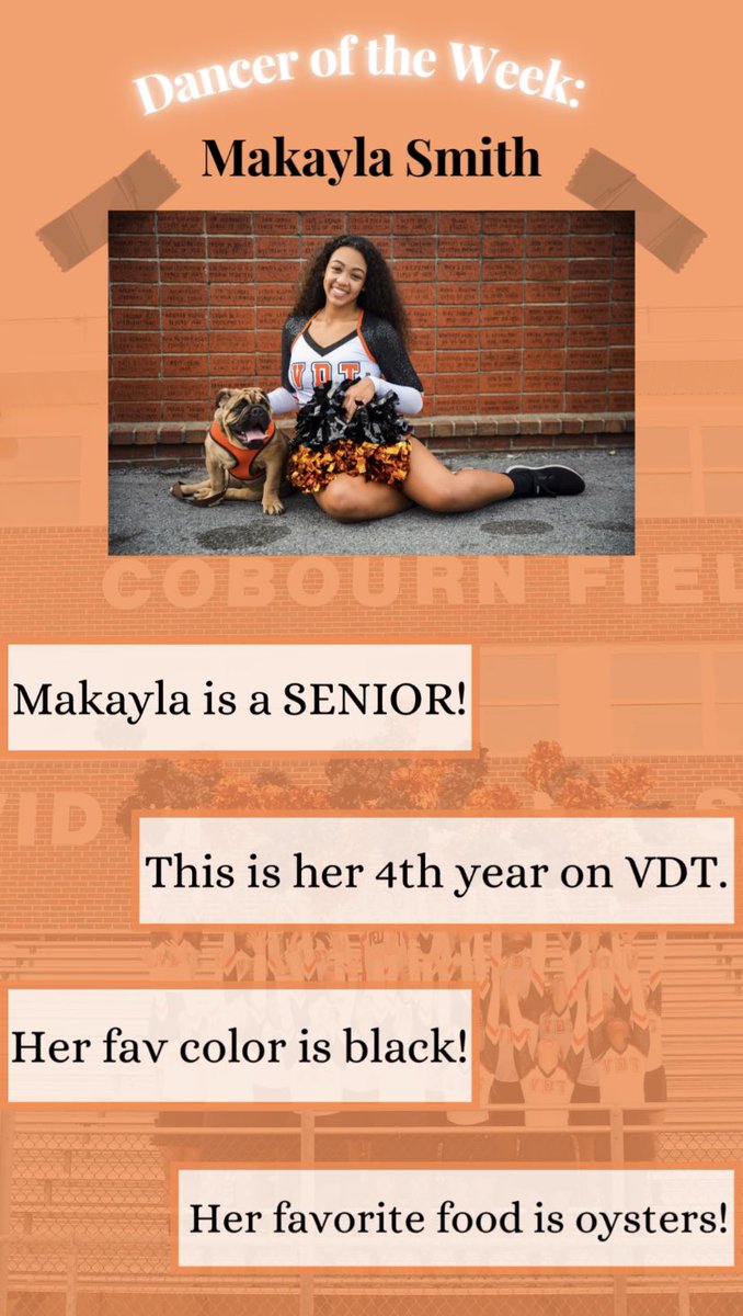 🧡🖤Happy Monday Everyone!! Let’s start our week off right with our Dancer of the Week: <a href="/Makaaayys/">Makayla Smith</a> 🧡🖤