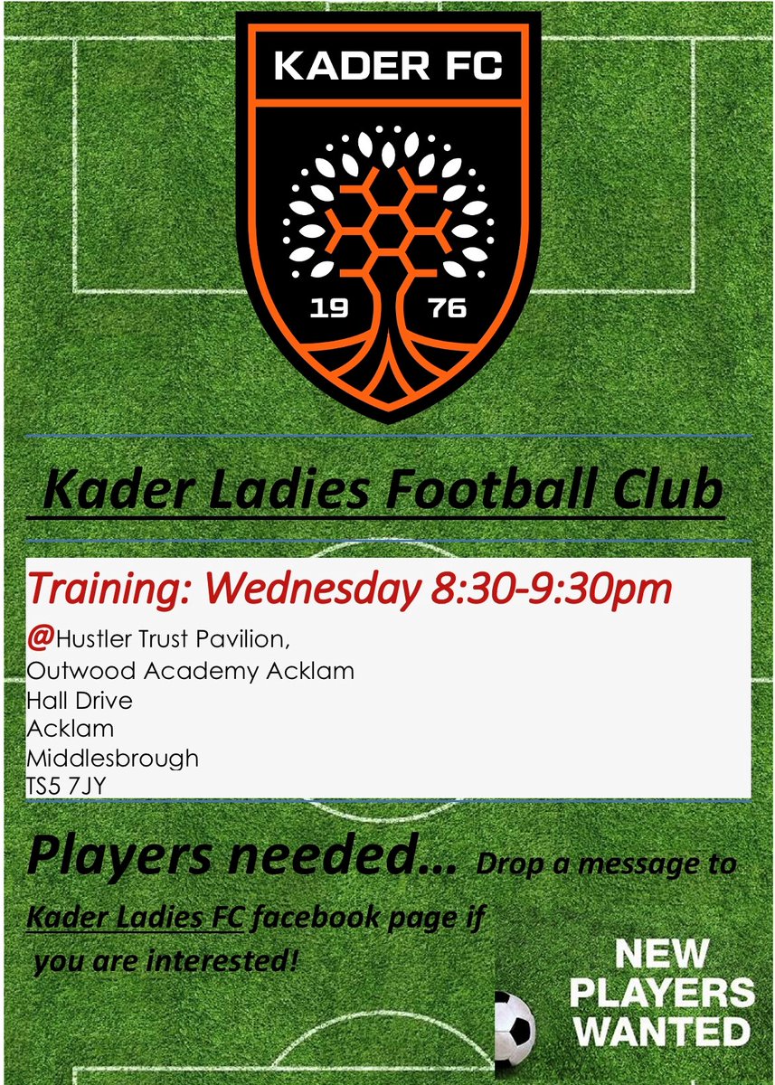 ⚽ | <a href="/Kader_FC/">Kader Football Club</a> Ladies are recruiting new players.

See more below and message the club's Facebook page if you're interested 👇