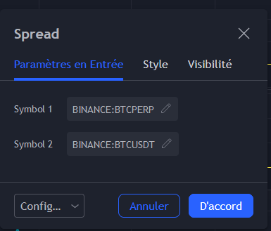 advitamcrypto's tweet photo. @FrancoisFarine Je prend l'indicateur "spread" de "cool007" (screen 1).

Ensuite en premier je prend le contrat PERP de la plateforme (binance, ftx, okex...), puis le cours USDT de la même plateforme (screen 2).

Et ensuite je modifie la visibilité pour le rendre plus lisible (screen 3). https://t.co/r56exOV6se