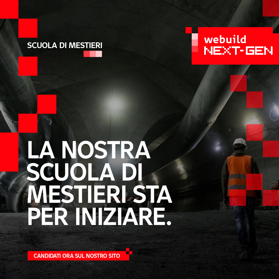 Webuild_Group's tweet photo. Cogli l'occasione per imparare un mestiere e iniziare a lavorare nei nostri #cantieri.
Invia adesso la tua candidatura!
👉https://t.co/Sj6hbxCSRz
#Webuild #WebuildNextGen #TomorrowsBuilders https://t.co/oDEZGMVwSn
