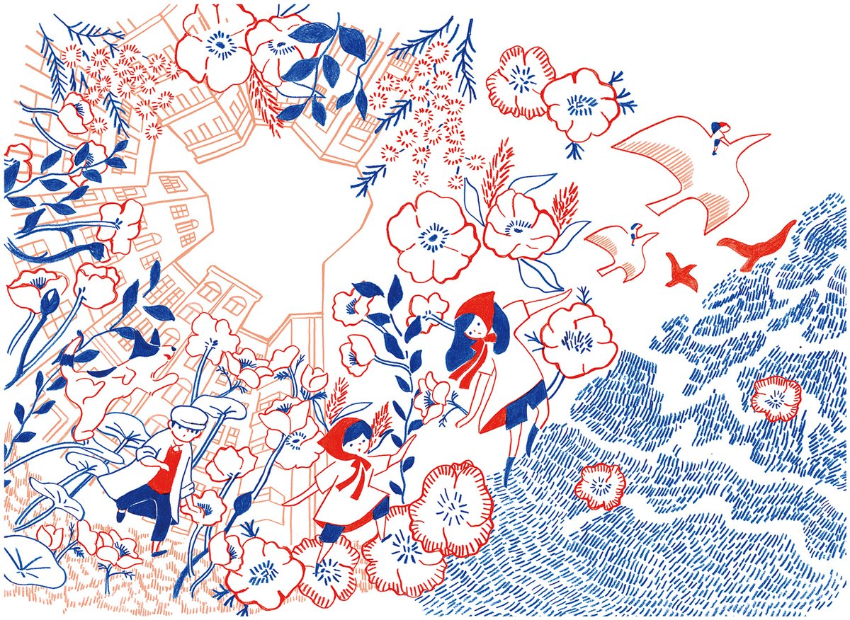 「赤青鉛筆で絵を描いています。 」|ryukuのイラスト