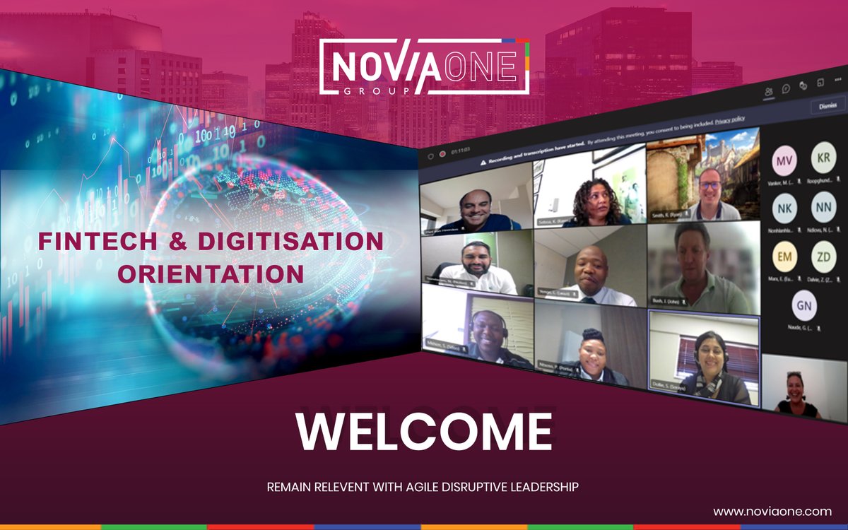 NoviaOneGroup's tweet photo. A warm welcome to our Nedbank candidates who participated in our orientation session for the Fintech & Digitisation programme this morning. While class will officially be in session on March 7th and 9th, we wish you every success as you take up the challenge to #remainrelevant. https://t.co/KleDxEkioL