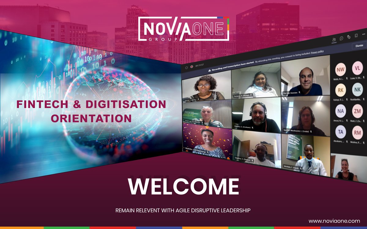 NoviaOneGroup's tweet photo. A warm welcome to our Nedbank candidates who participated in our orientation session for the Fintech & Digitisation programme this morning. While class will officially be in session on March 7th and 9th, we wish you every success as you take up the challenge to #remainrelevant. https://t.co/KleDxEkioL