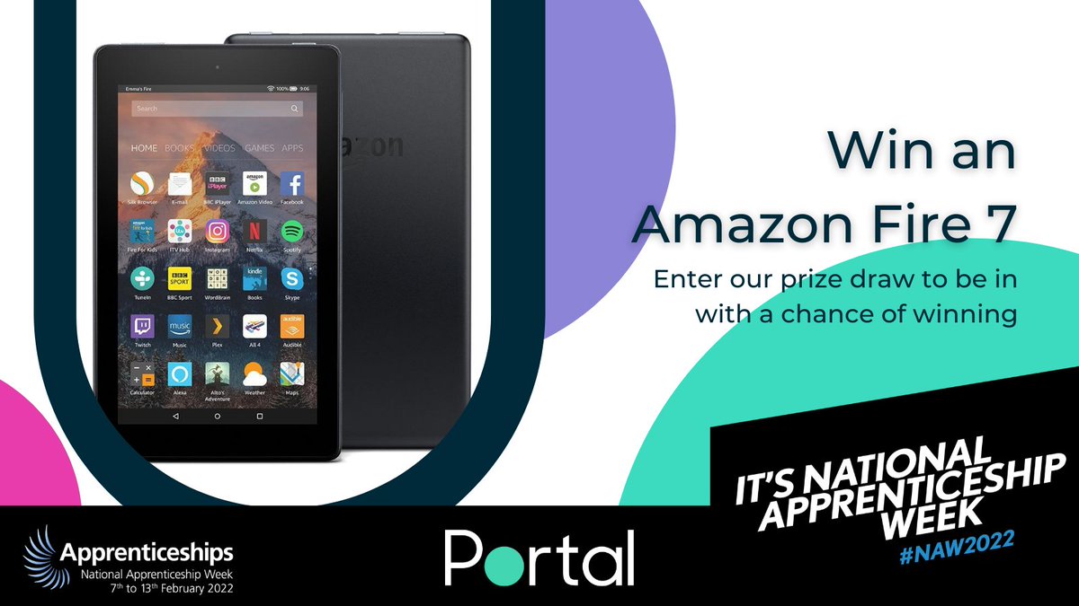 PortalTraining's tweet photo. We’re giving away 3 WiFi tablets to celebrate #NationalApprenticeshipWeek.
There are 3 chances to win – check out the entry options below:
1) Sign up to a fully funded apprenticeship with us within National Apprenticeship Week (7th – 13th February)
(Continued below) #NAW2022 https://t.co/GMGIcI1N5u