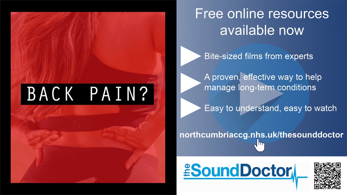 NHSNorthCumbria's tweet photo. If you suffer from #BackPain #TheSoundDoctor might be able to help you manage it👉https://t.co/Bf5L4IFxTw
The bite-sized films are a proven, effective way to help people manage long-term conditions🎥
They are free & available to view now.
#EasytoUnderstand #EasytoWatch https://t.co/4IbhhqMVx0