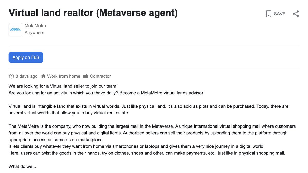 Jobs that didn't exist last year...
#fintech #metaverse