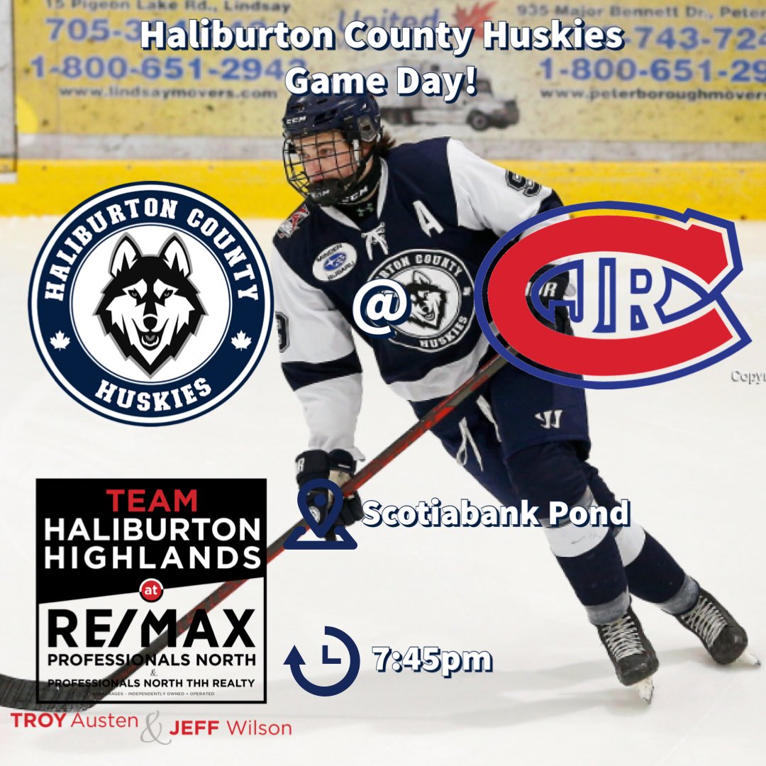 🚨HUSKIES GAME DAY!!🚨

The Haliburton County Huskies are back on the road to face the Toronto Jr Canadiens!

Puck drop is set for 7:45pm

If you can’t make it to the game you can stream it on <a href="/myhockeytv/">HockeyTV</a>!