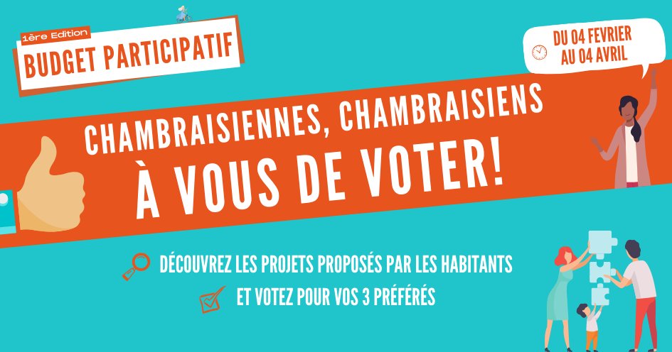Phase de vote du #budget #participatif du 4 février au 4 avril. Les Chambraisiens invités à voter pour leurs projets préférés #democratie #participative
ville-chambray-les-tours.fr/actualite/budg…