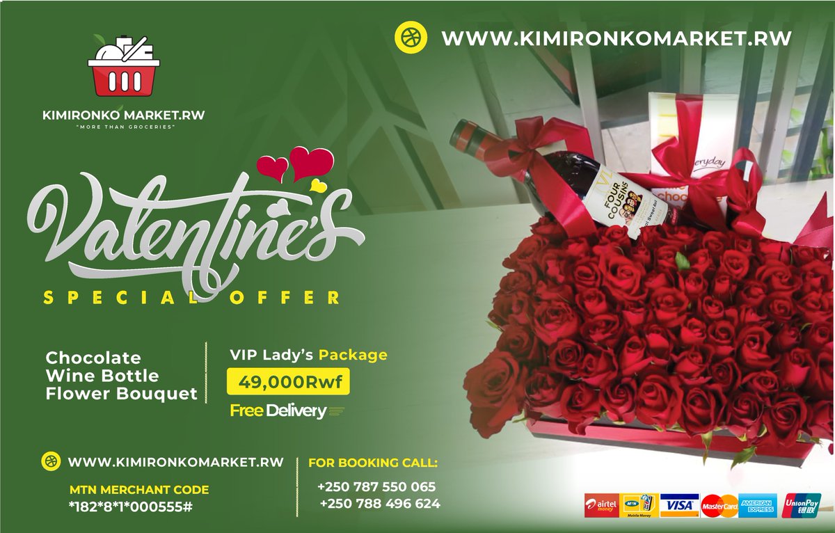 #RwOT 
Share Some Love 💕. Get your loved one a special package as you celebrate this Valentine's Day. Call /Whatsapp us on +250787550065 to get your order.*

Simply Click here 👇🏻

kimironkomarket.rw/product/vip-la…

#ValentinesDaySpecial*