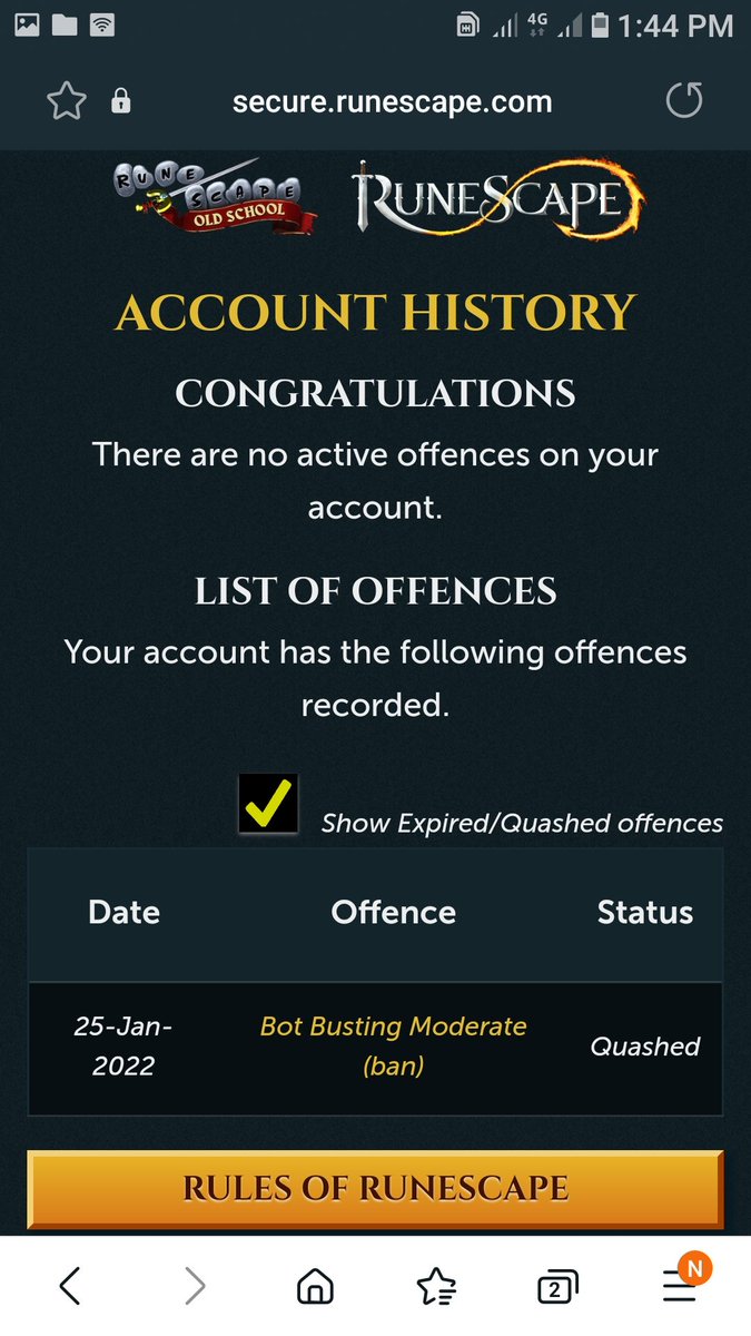 A7md_7osni's tweet photo. @JagexAsh  @JagexTyran  @JagexSupport  @OSRSJagexHelp @RSSupport 

Again what do you call this and your site can't help me to remove that quashed ban from my account.  
I must get this shit out of my account history because its your fault. https://t.co/FNpVbL6Rcj