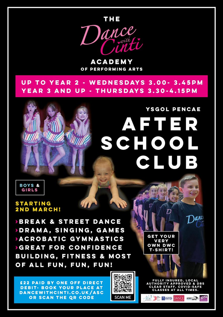 Ysgol Pencae (@ysgol_pencaepen) on Twitter photo Chwilio am weithgaredd ar ôl ysgol yn dilyn hanner tymor? Sesiynau dawns yn ail ddechrau i’r Cyfnod Sylfaen a Cyfnod Allweddol 2. Looking for after school dance classes? Dance with Cinti returns after half term for pupils in both Foundation phase and Key Stage 2. <a href="/ActifConwy/">Actif Conwy</a> 💃🏼🕺🏼 Chwilio am weithgaredd ar ôl ysgol yn dilyn hanner tymor? Sesiynau dawns yn ail ddechrau i’r Cyfnod Sylfaen a Cyfnod Allweddol 2. Looking for after school dance classes? Dance with Cinti returns after half term for pupils in both Foundation phase and Key Stage 2. <a href="/ActifConwy/">Actif Conwy</a> 💃🏼🕺🏼