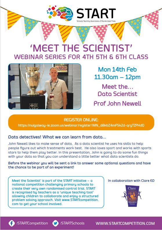 STARTSchools's tweet photo. 📢Invitation to Irish Primary Schools
4th, 5th &amp; 6th classes are invited to START Meet the Scientist webinar series. 
Week 1: Hear about what a Data Scientist does, followed by your chance to ask questions.

Find out more and register your class at: https://t.co/DtLfyOsmo7 https://t.co/prn4PyLwFc