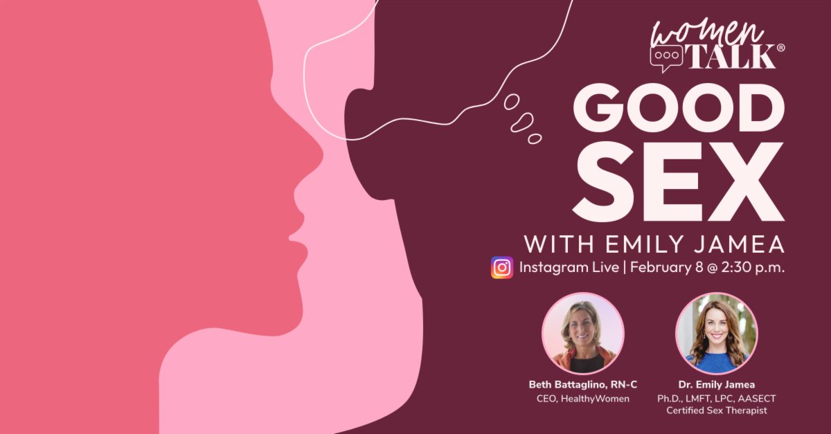 Join me tomorrow at 2:30 PM CST with the CEO of Healthy Women, Beth Battaglino, as we talk about good sex on Instagram Live. Trust me, you don't want to miss it! #healthywomen #healthywomenorg #goodsextalk #igliveinterview #couplegoals #relationshiptips
