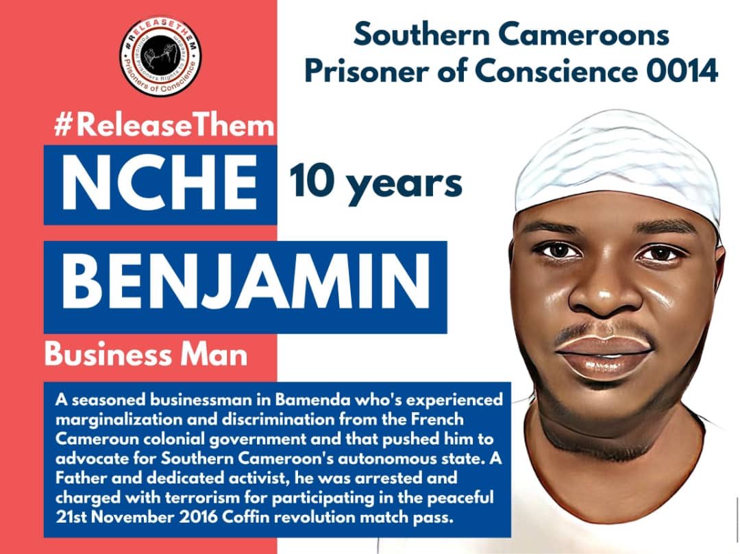 FaustaDitah's tweet photo. Kidnapped in #bamenda, tried in the #french language by a #military court n imprisoned in #yaounde under inhumane conditions because the world is silent on #R2P and #paulbiya’s #humanrightsviolations ⁦@TiborPNagyJr⁩ ⁦@cwjroberts⁩ #endanglophonecrisis and #releasethem https://t.co/fnLOD7YxVQ